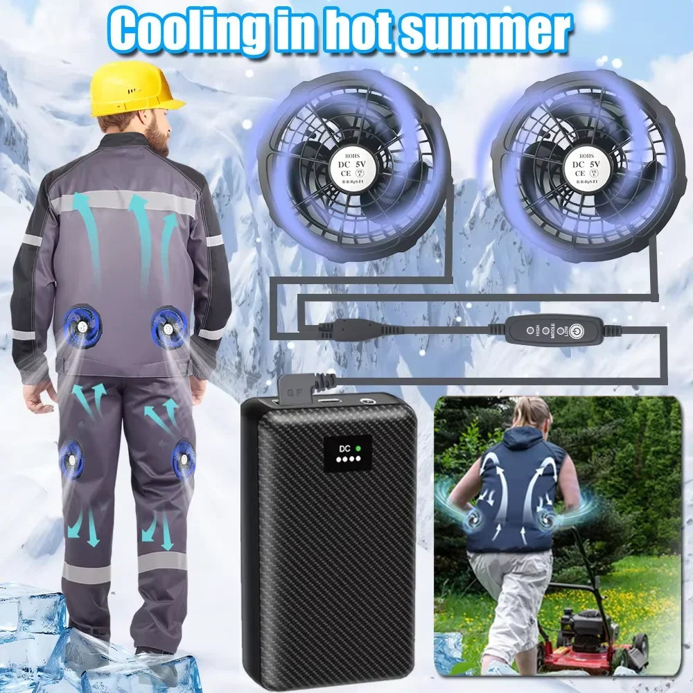 Portable Mobile External Spare Battery 30000mAh or 40000mAh DC Power Bank 5V 12V Vest Cooling Fan Outdoor PowerBank Batteries