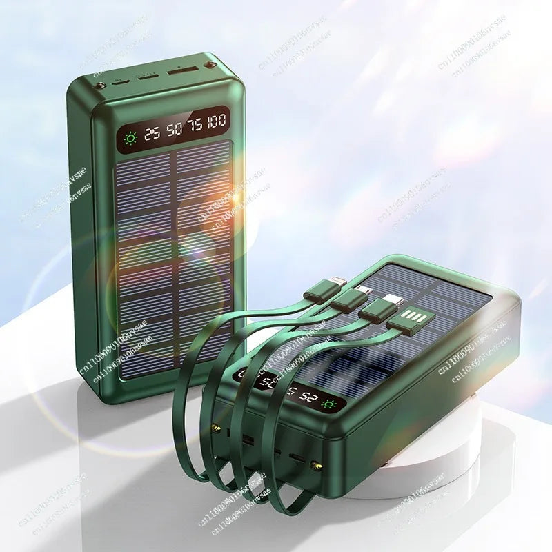Solar power bank large capacity 5000 mAh fast charging with its own line mobile power