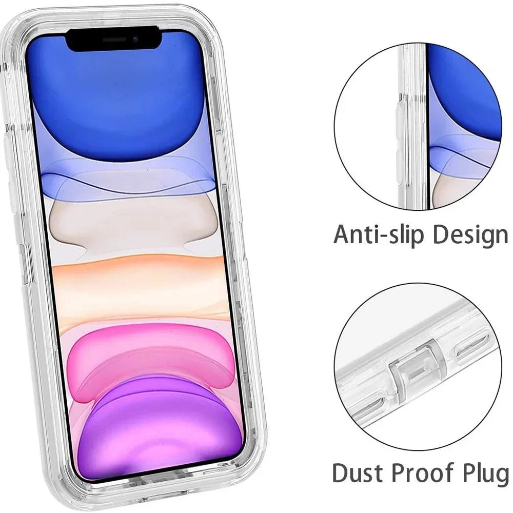 3 IN1 For iPhone 17 16E 15 14 16 PLUS 11 17 Pro MAX MINI 17 Air Phone Case Heavy Duty Hybrid Rugged Shockproof Armor Hard Cover