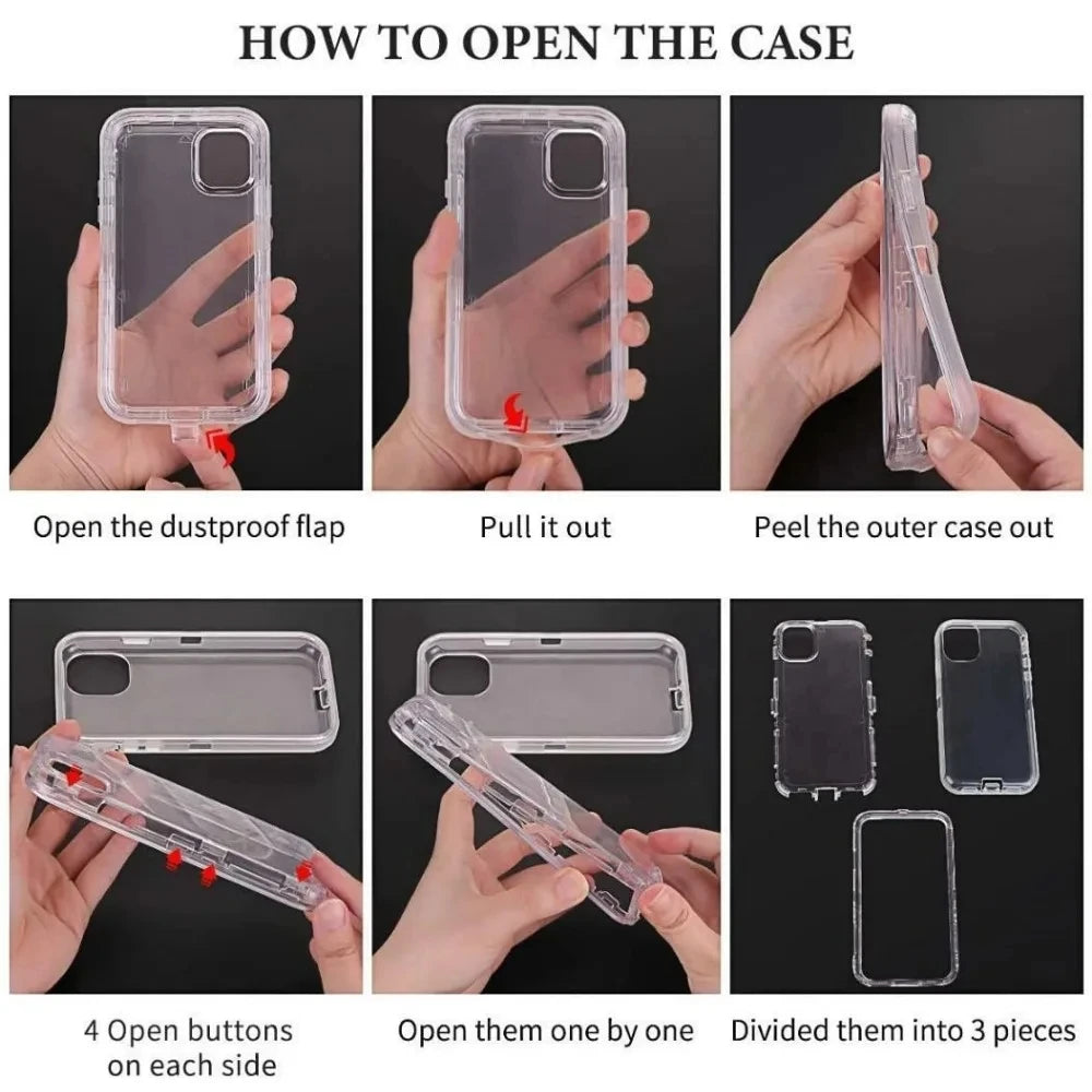 3 IN1 For iPhone 17 16E 15 14 16 PLUS 11 17 Pro MAX MINI 17 Air Phone Case Heavy Duty Hybrid Rugged Shockproof Armor Hard Cover