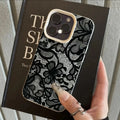 Black Lace Pattern Phone Case For iPhone 17 Pro Max 16 15 14 Plus 13 12 11 Pro Max 16E 17Air X XR XS Max Shockproof Soft Cover